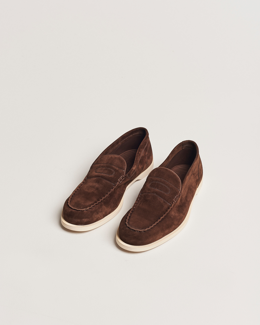 Men | Handmade shoes | John Lobb | Pace Summer Loafer Dark Brown Suede
