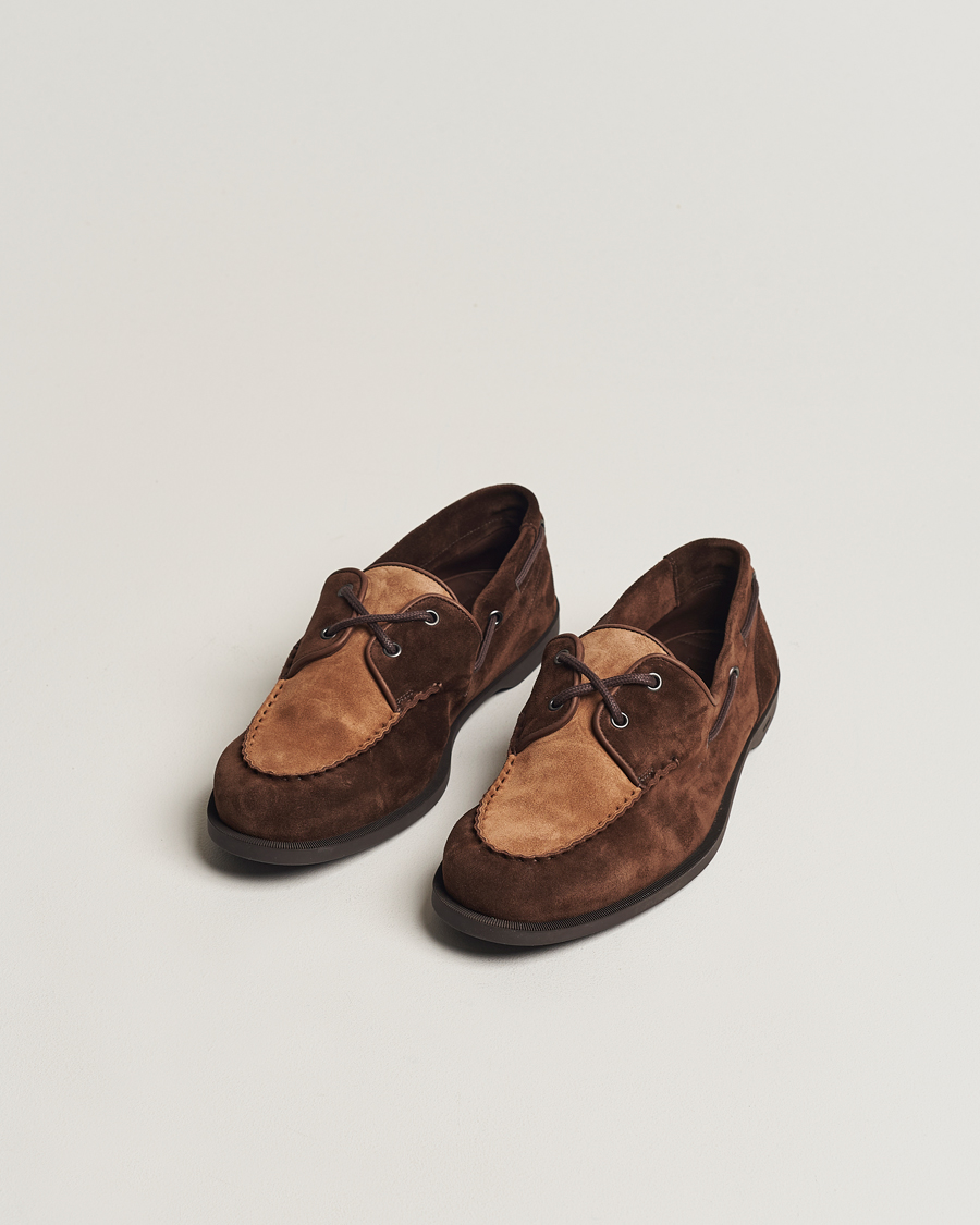 Men | Suede shoes | John Lobb | Soil Boat Shoe Dark Brown/Cognac Suede