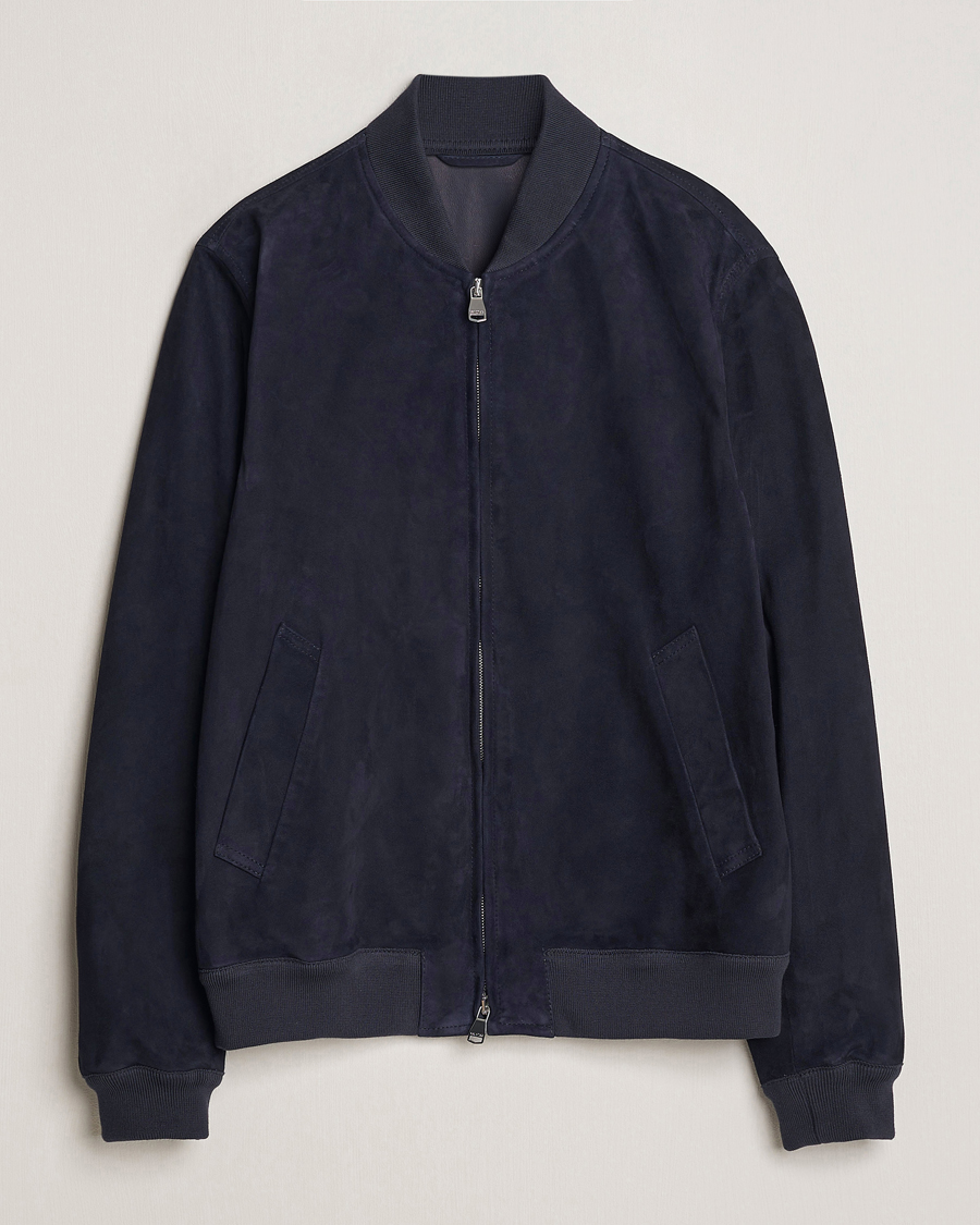 Men | Coats & Jackets | Valstar | Zip Suede Jacket Navy