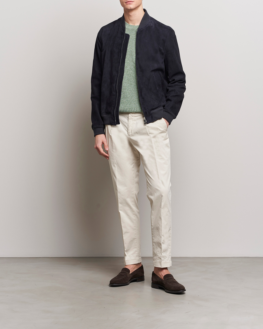 Men | Coats & Jackets | Valstar | Zip Suede Jacket Navy