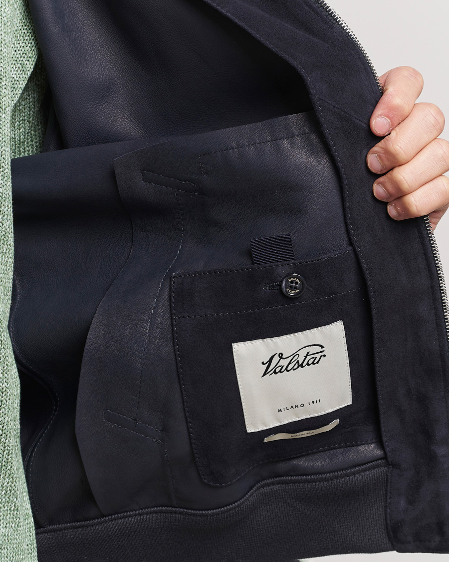 Men | Coats & Jackets | Valstar | Zip Suede Jacket Navy