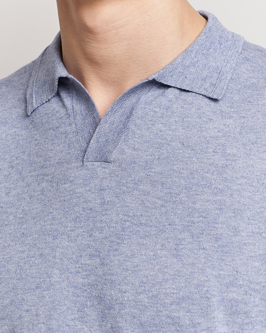 Men | Polo Shirts | Altea | Cotton/Cashmere Polo Shirt Light Blue