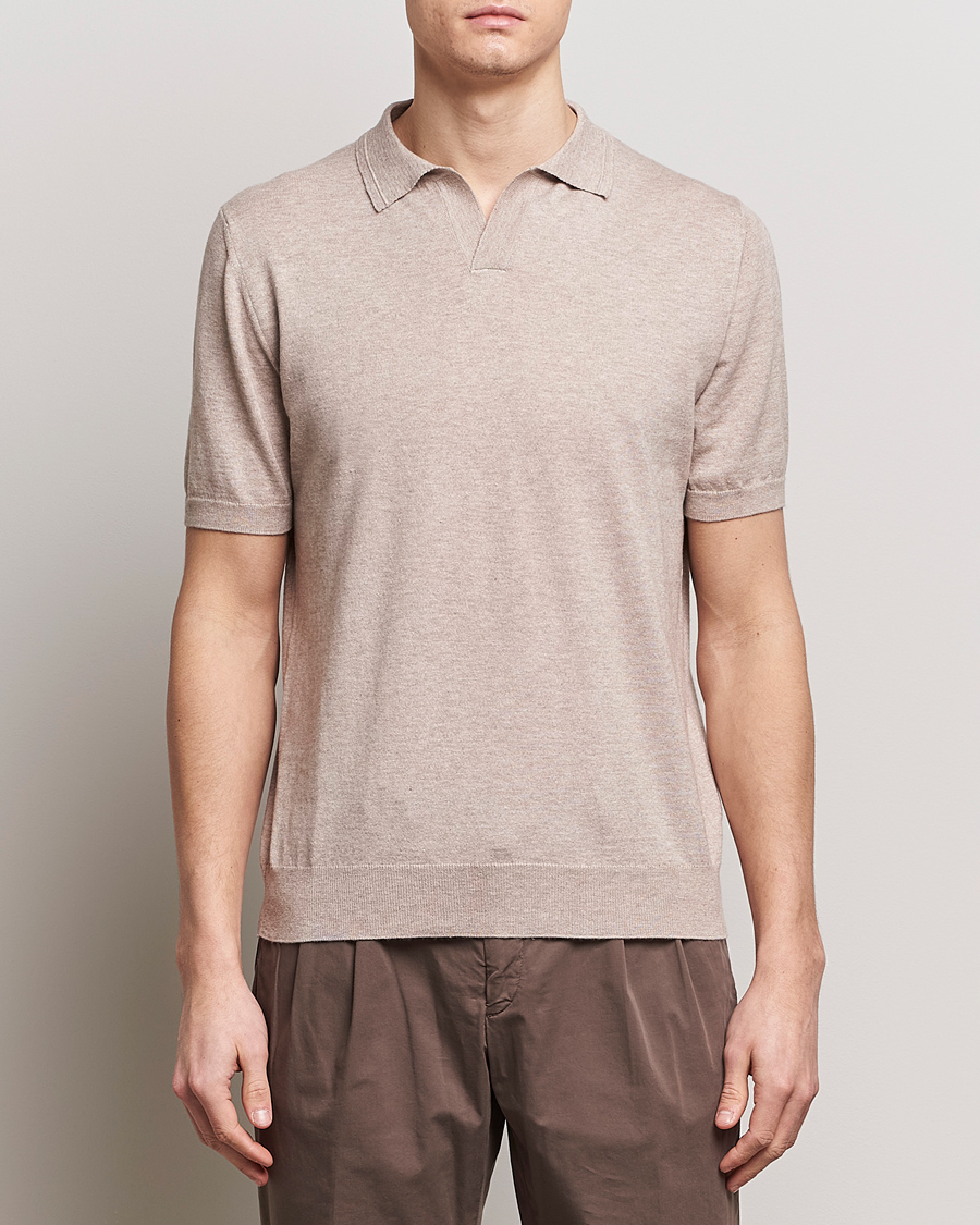 Men | Italian Department | Altea | Cotton/Cashmere Polo Shirt Beige