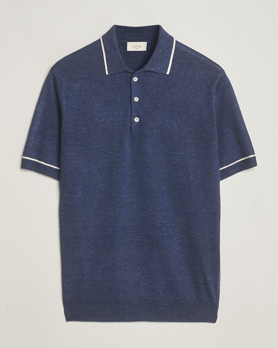 Men | Polo Shirts | Altea | Linen/Cashmere Contrast Polo Navy