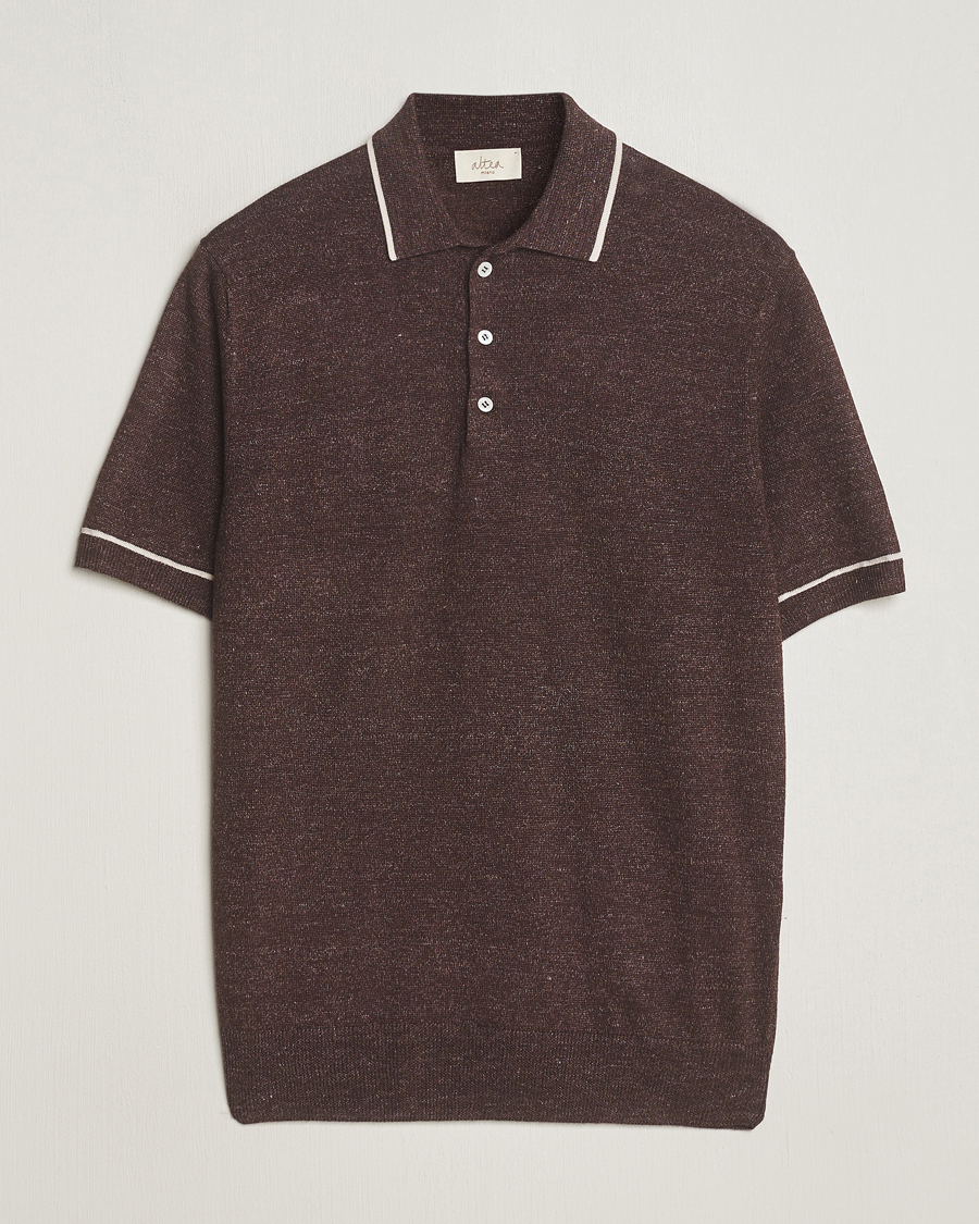 Men | Polo Shirts | Altea | Linen/Cashmere Contrast Polo Dark Brown