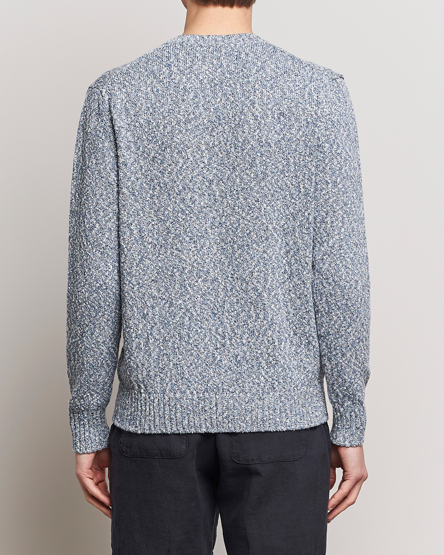 Men | Sweaters & Knitwear | Altea | Cotton Mouline Crew Neck Pullover Blue Melange