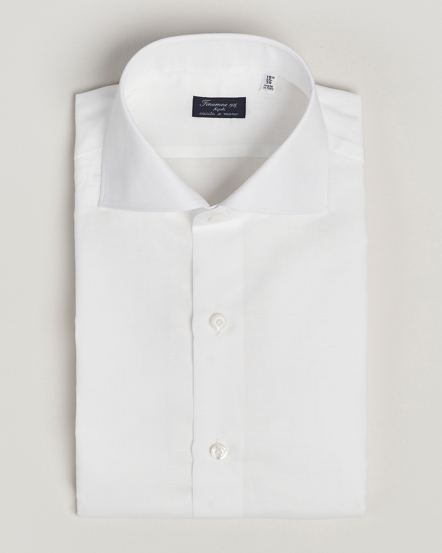 Men | Shirts | Finamore Napoli | Milano Slim Linen Dress Shirt White