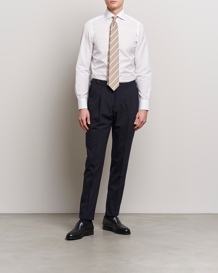 Men | Clothing | Finamore Napoli | Milano Slim Linen Dress Shirt White