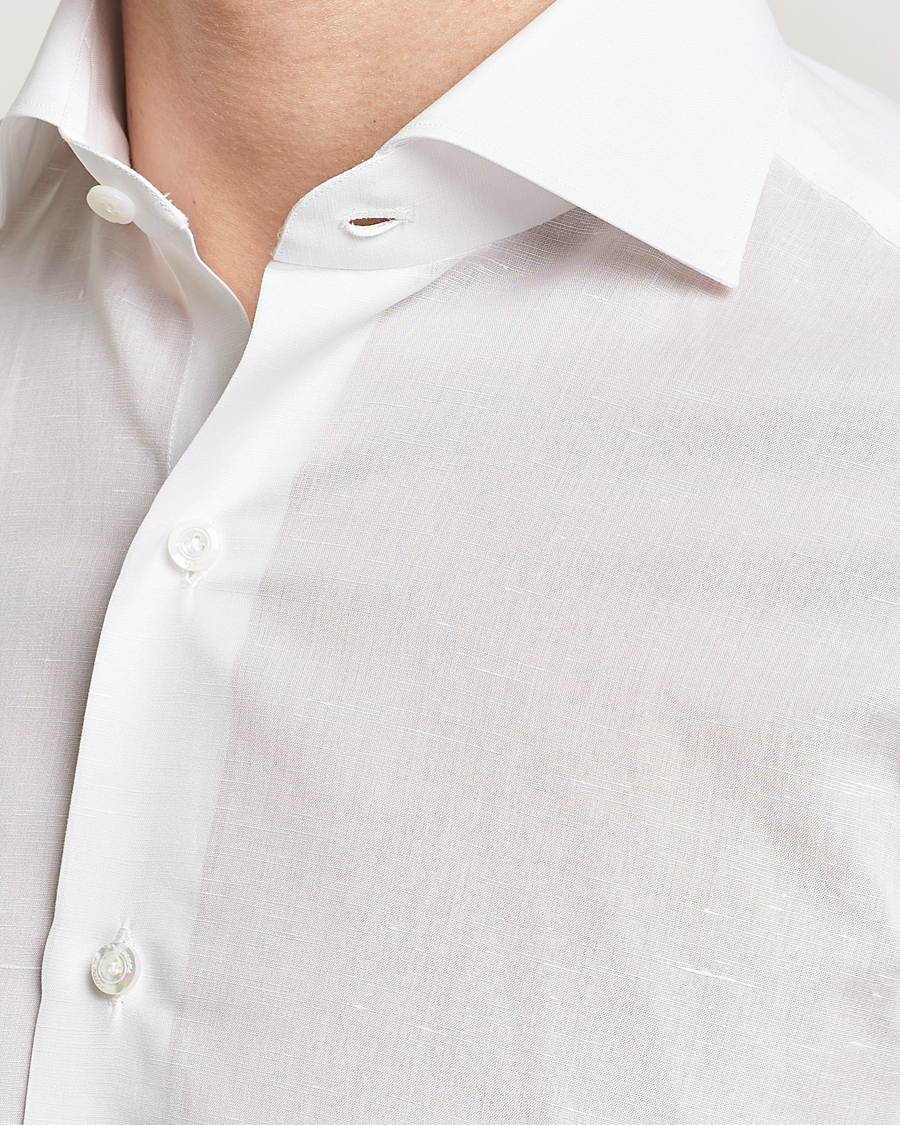 Men | Shirts | Finamore Napoli | Milano Slim Linen Dress Shirt White