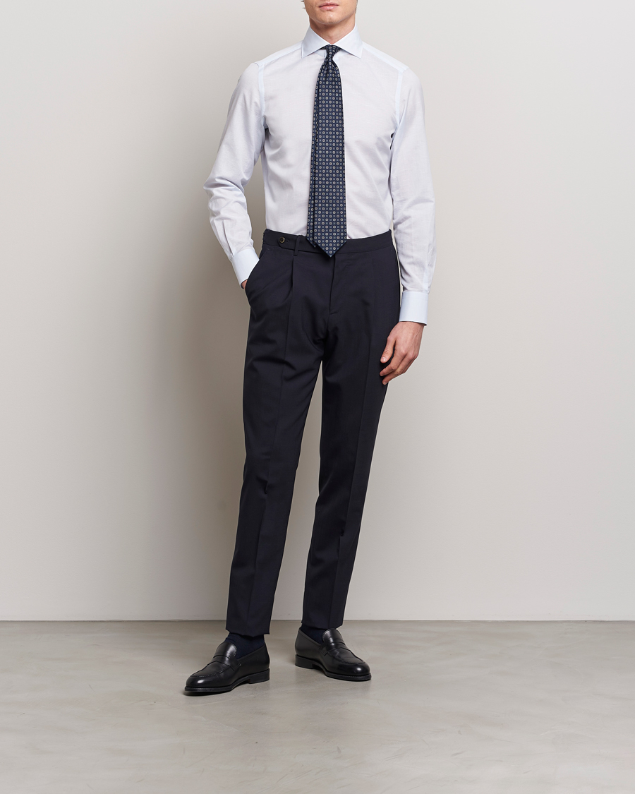 Men | Formal | Finamore Napoli | Milano Slim Linen Dress Shirt Light Blue
