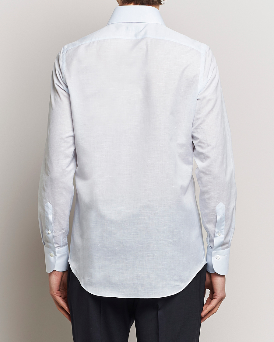 Men | Shirts | Finamore Napoli | Milano Slim Linen Dress Shirt Light Blue