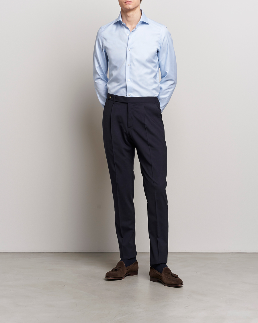 Herr | Businesskjortor | Finamore Napoli | Milano Slim Royal Oxford Shirt Light Blue