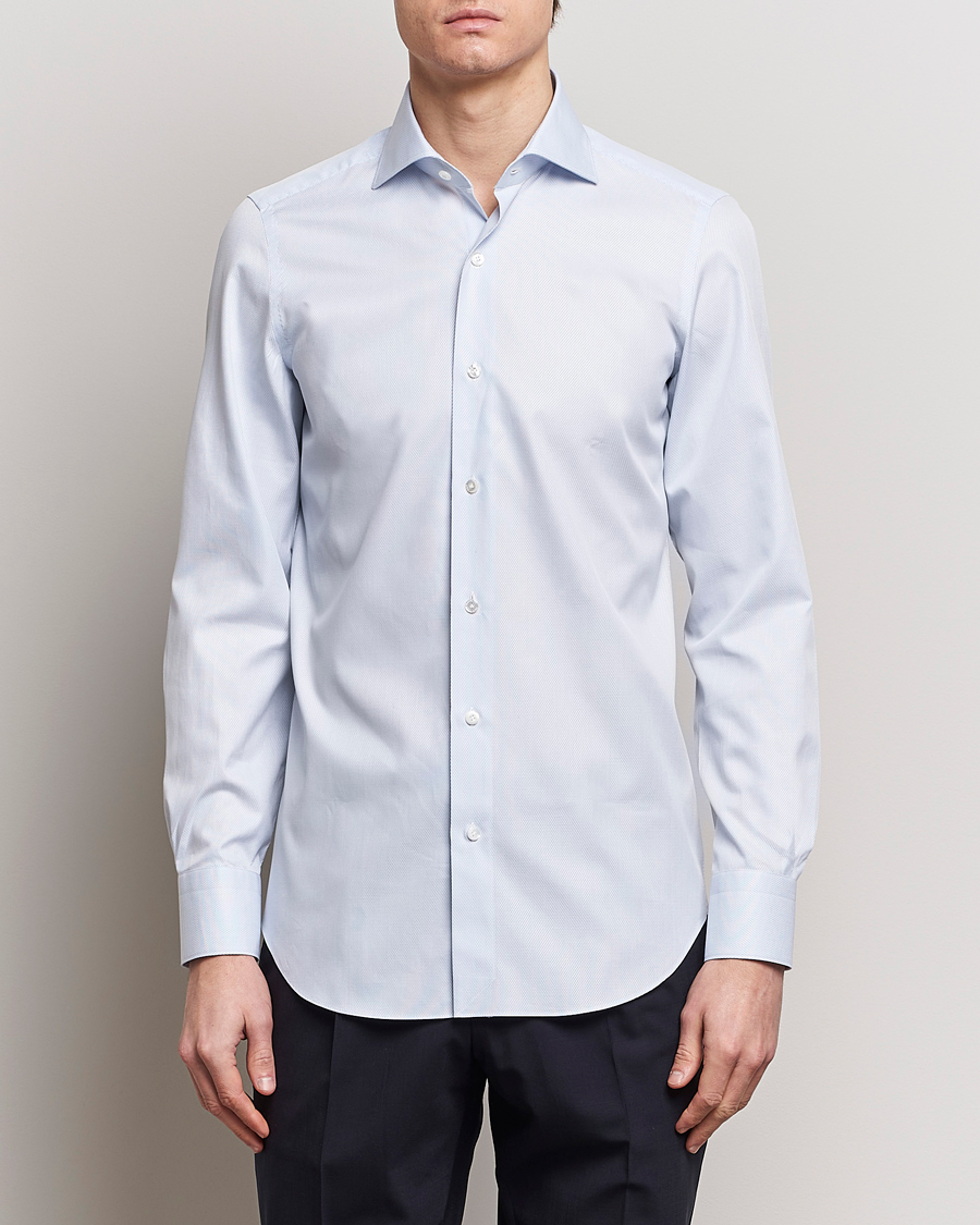 Men |  | Finamore Napoli | Milano Slim Structured Dress Shirt Light Blue