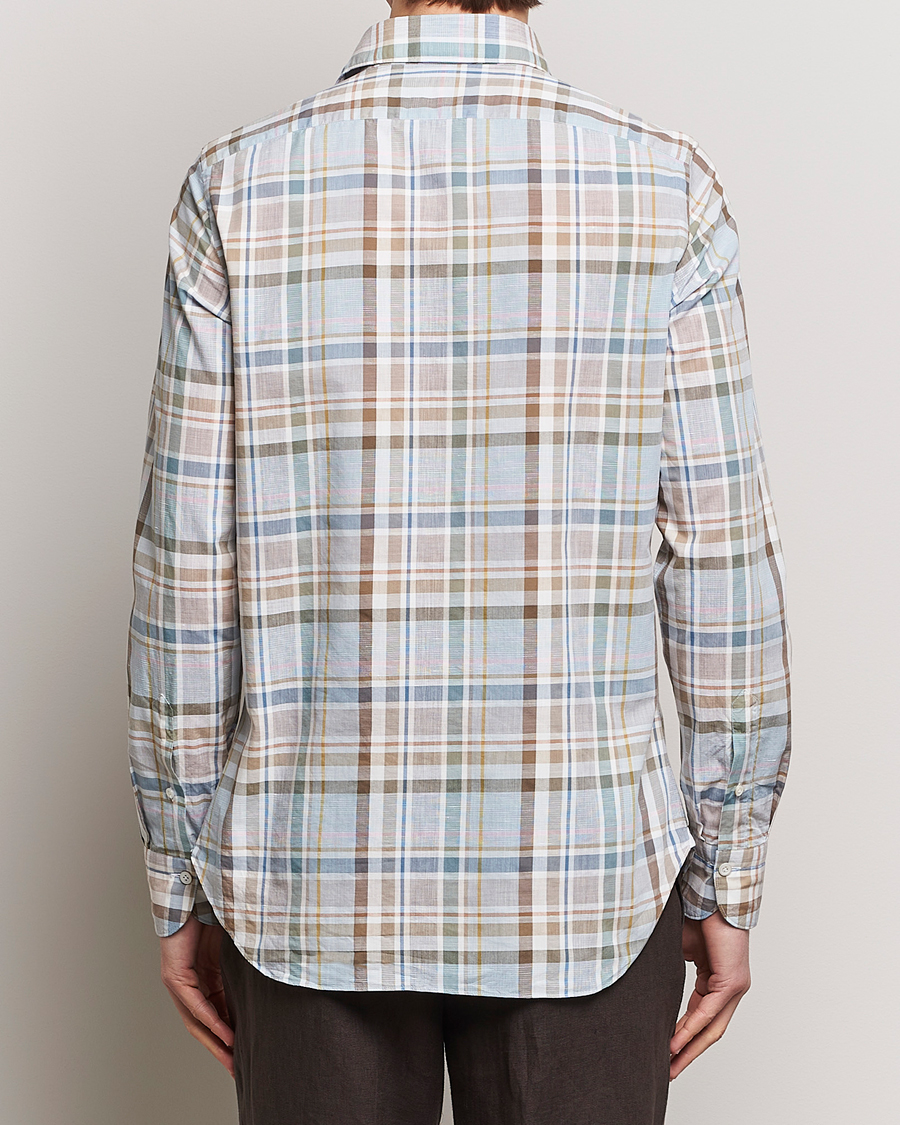 Men | Shirts | Finamore Napoli | Gaeta Cotton/Linen Pocket Shirt Beige Check