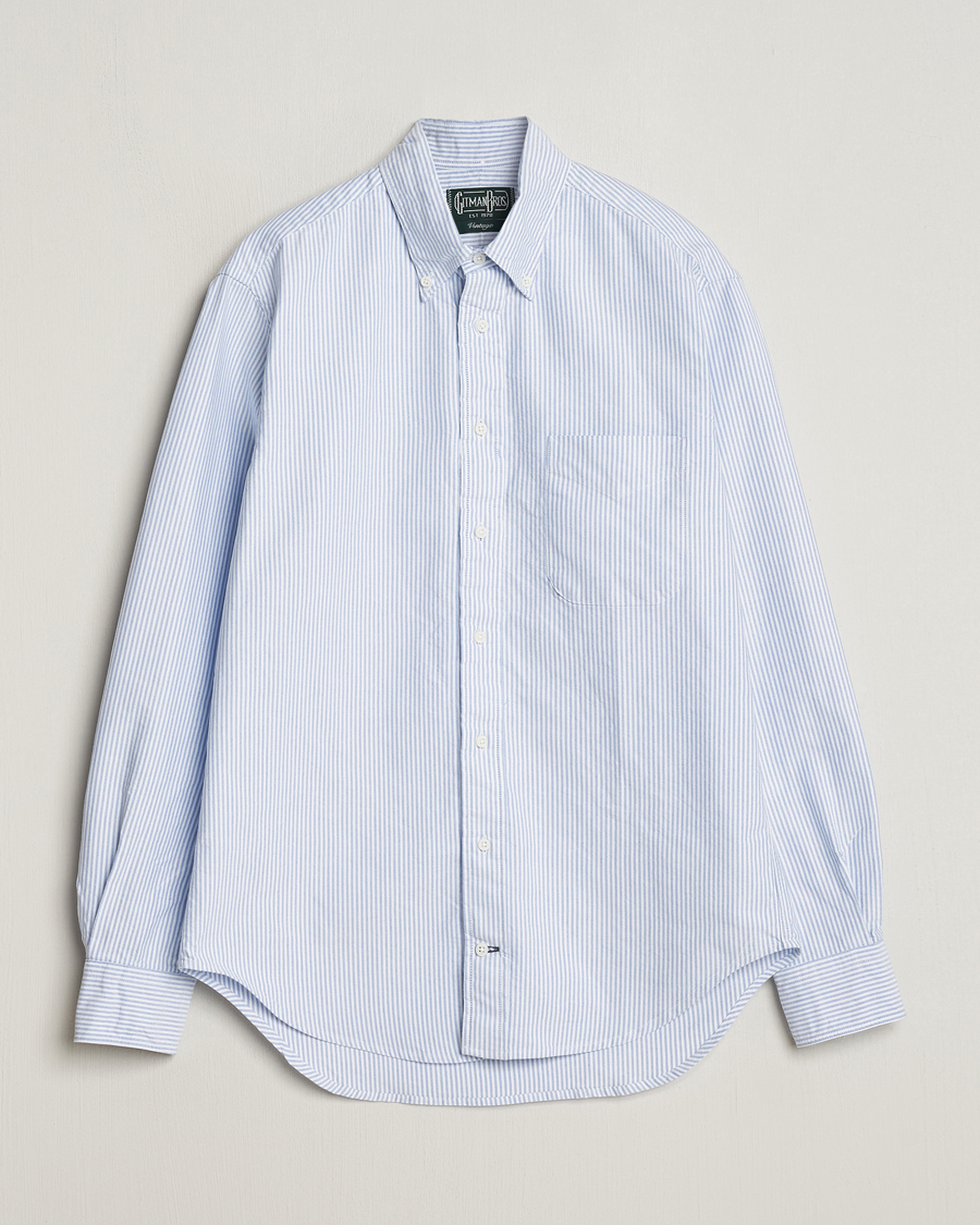 Men | Shirts | Gitman Vintage | Button Down Oxford Shirt Blue Stripe
