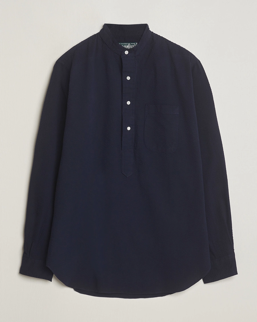 Men | Shirts | Gitman Vintage | Tonal Seersucker Popover Shirt Navy