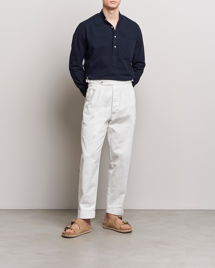 Men | Shirts | Gitman Vintage | Tonal Seersucker Popover Shirt Navy