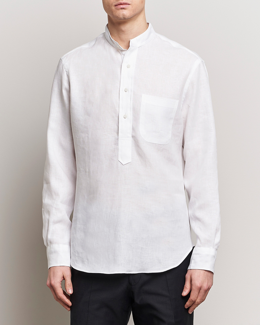 Men | Linen Shirts | Gitman Vintage | Linen Popover Shirt White