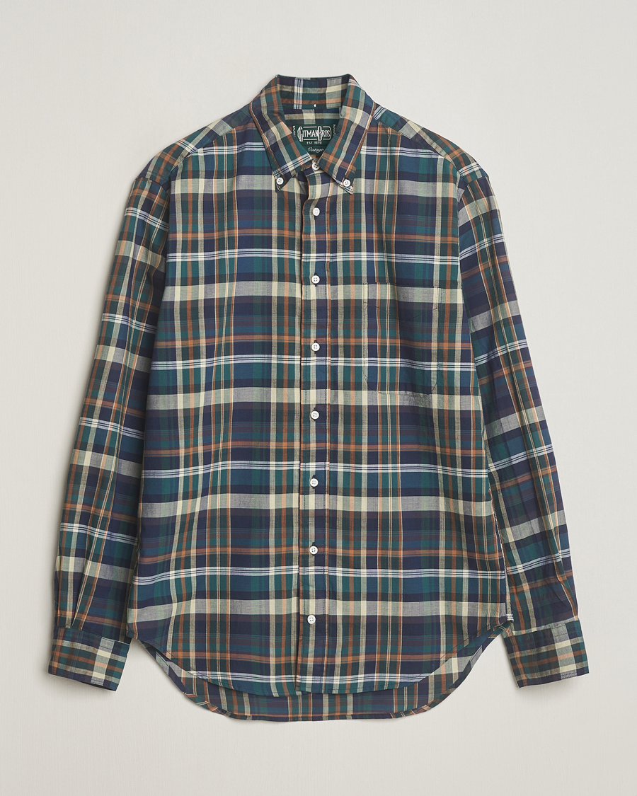 Men | Shirts | Gitman Vintage | Button Down Madras Shirt Green Check