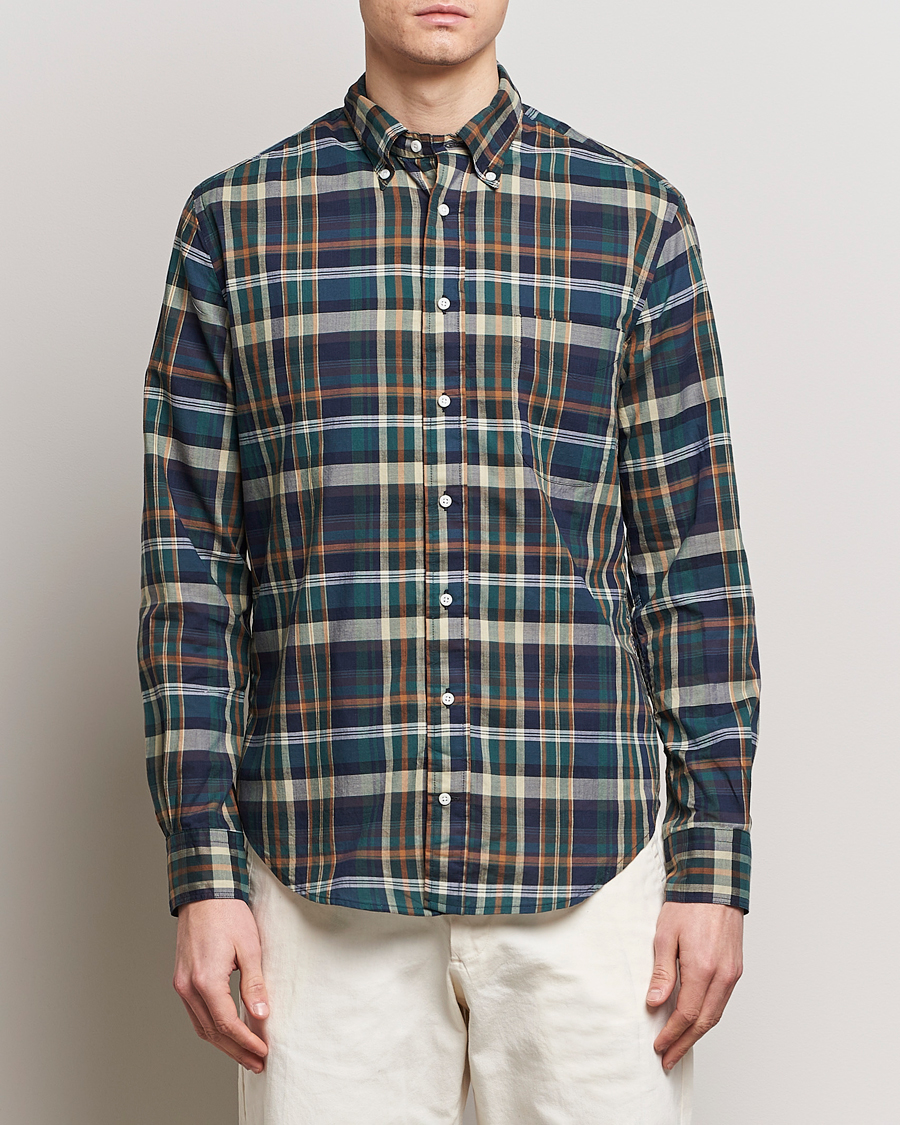 Men | Shirts | Gitman Vintage | Button Down Madras Shirt Green Check