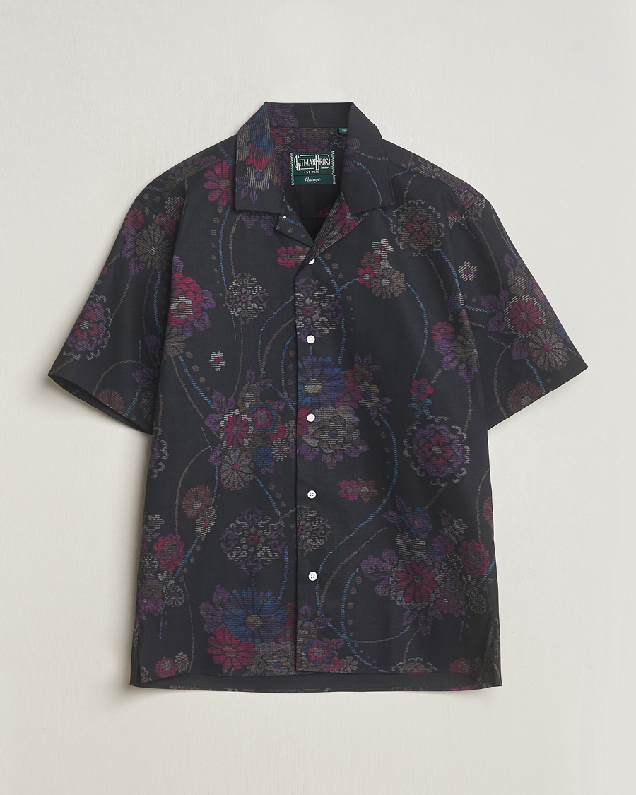 Gitman Vintage Japanese Floral Jacquard Camp Shirt Black at
