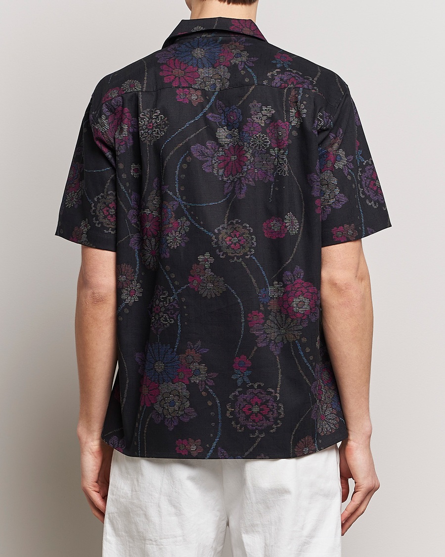 Men | Shirts | Gitman Vintage | Japanese Floral Jacquard Camp Shirt Black