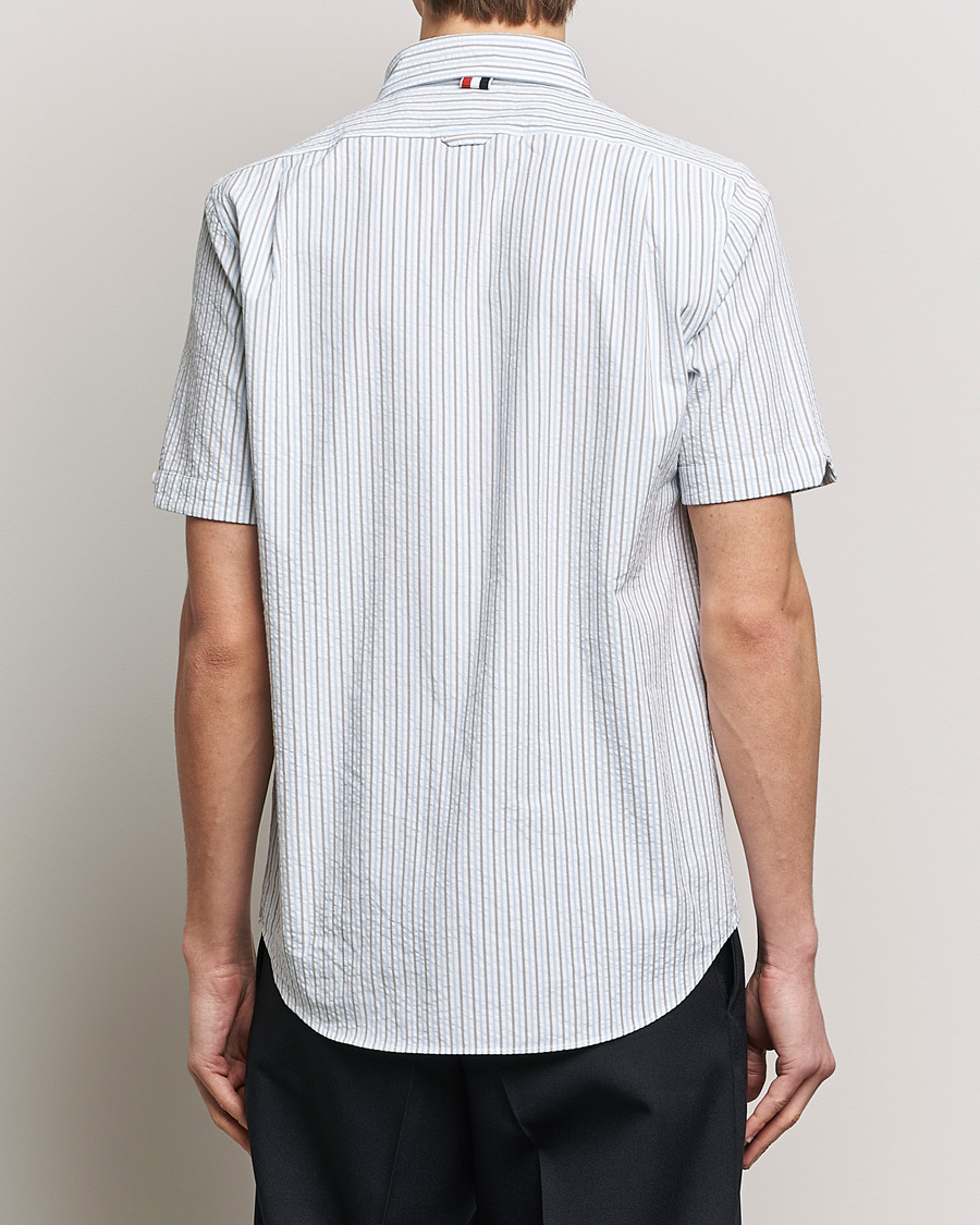 Men | Shirts | Thom Browne | Short Sleeve Seersucker Shirt Light Blue