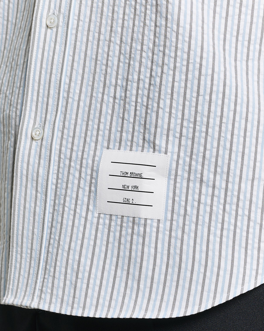 Men | Shirts | Thom Browne | Short Sleeve Seersucker Shirt Light Blue