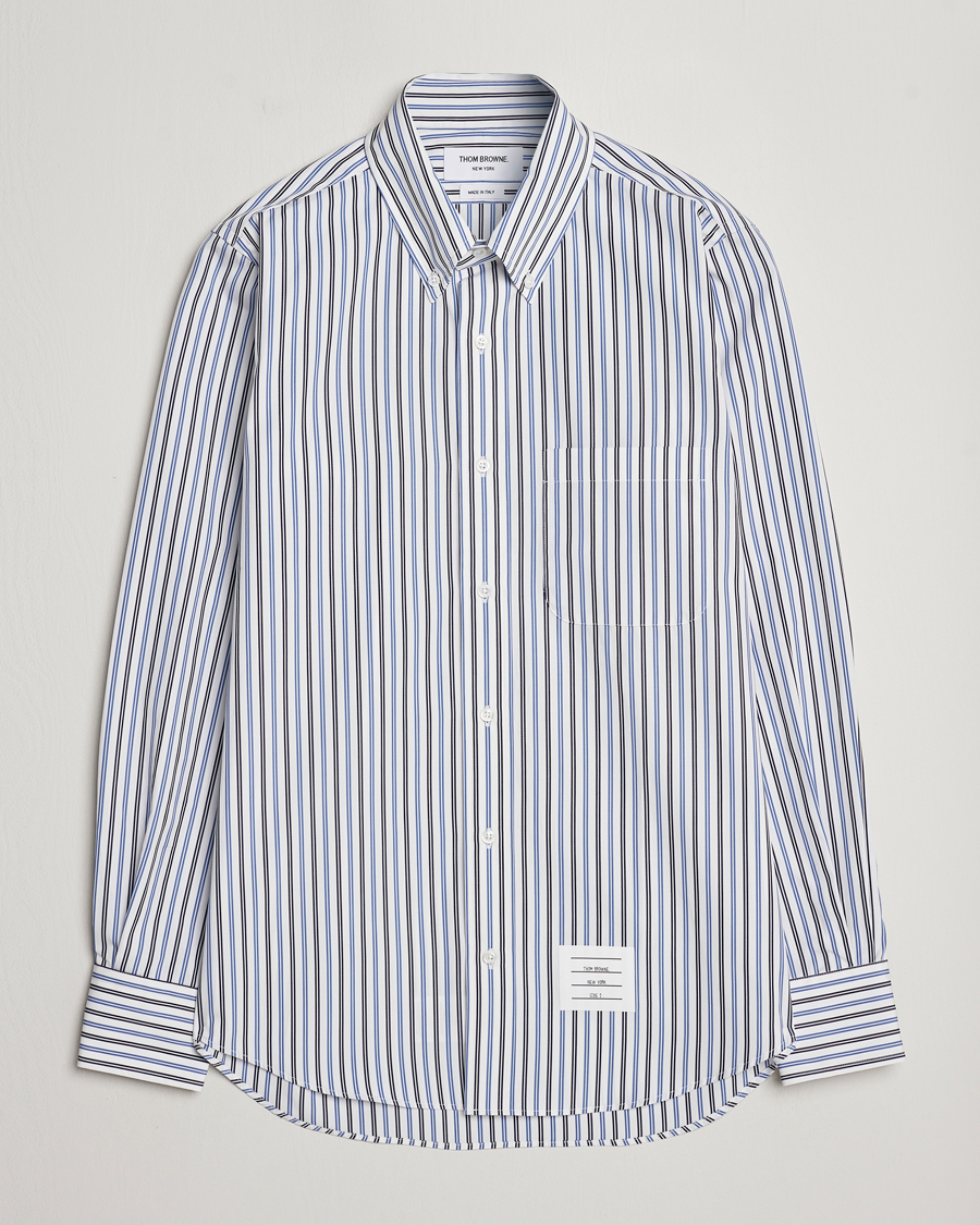 Men | Shirts | Thom Browne | Button Down Poplin Shirt Navy Stripes