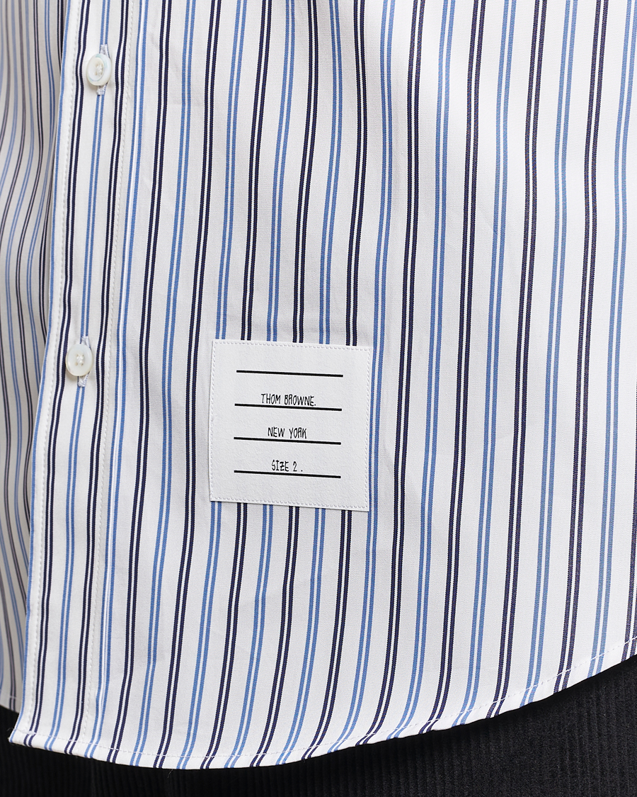 Men | Shirts | Thom Browne | Button Down Poplin Shirt Navy Stripes