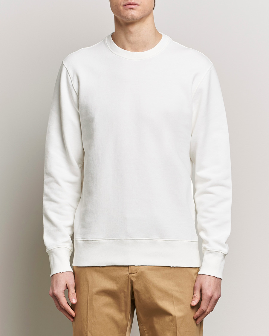 Men | Sweaters & Knitwear | Golden Goose | Deluxe Brand Distressed Jersey Sweatshirt Vintage White