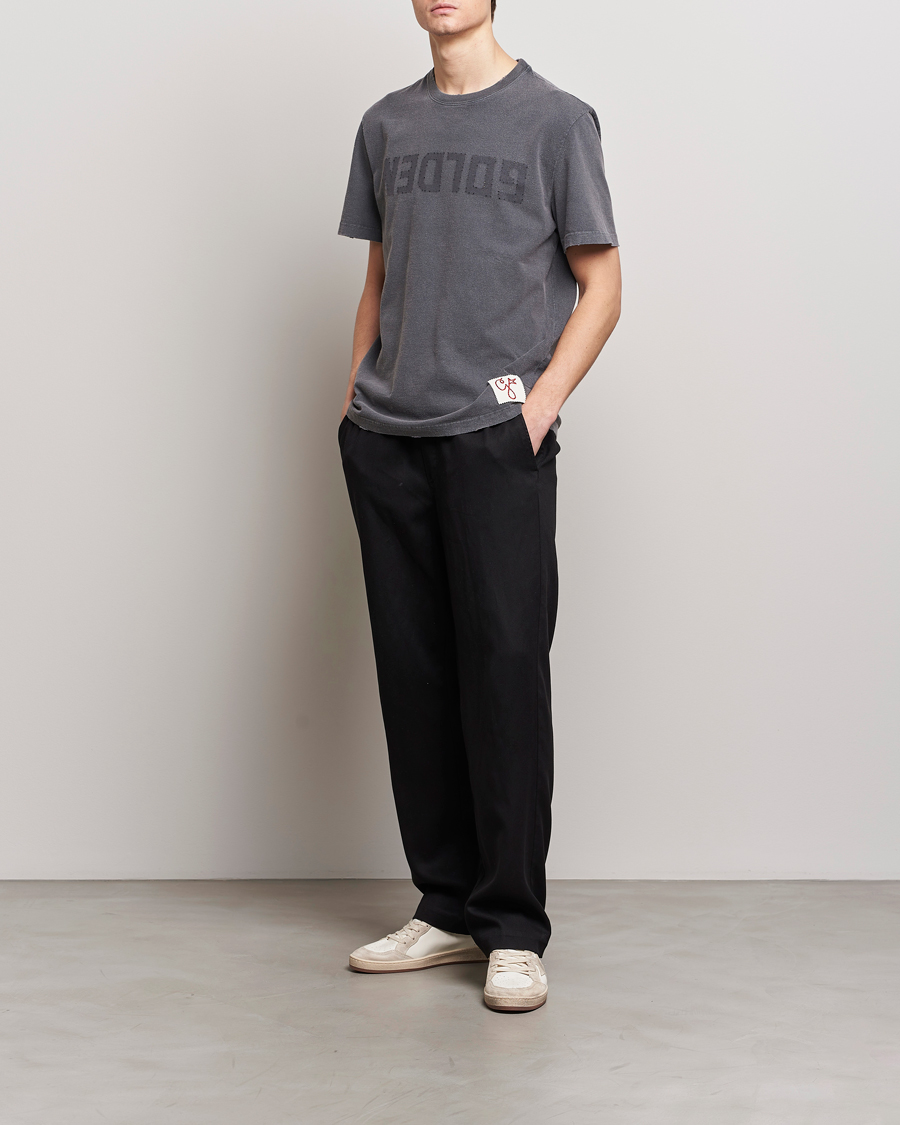 Men | T-Shirts | Golden Goose | Deluxe Brand Distressed Cotton Logo T-Shirt Anthracite