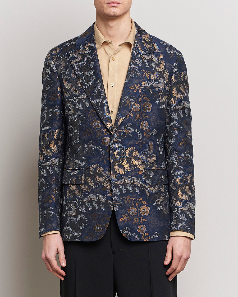 Men |  | Etro | Floral Jacquard Evening Jacket Navy