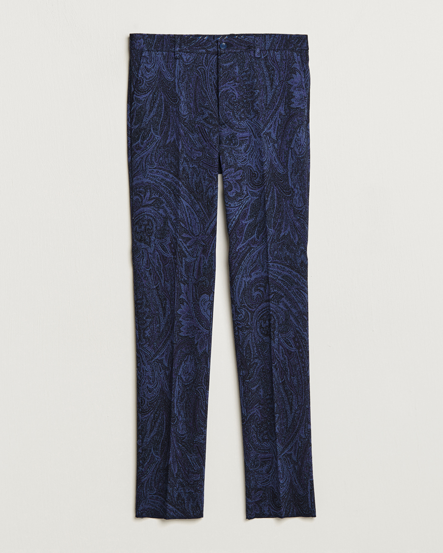 Men | Trousers | Etro | Tonal Paisley Trousers Navy