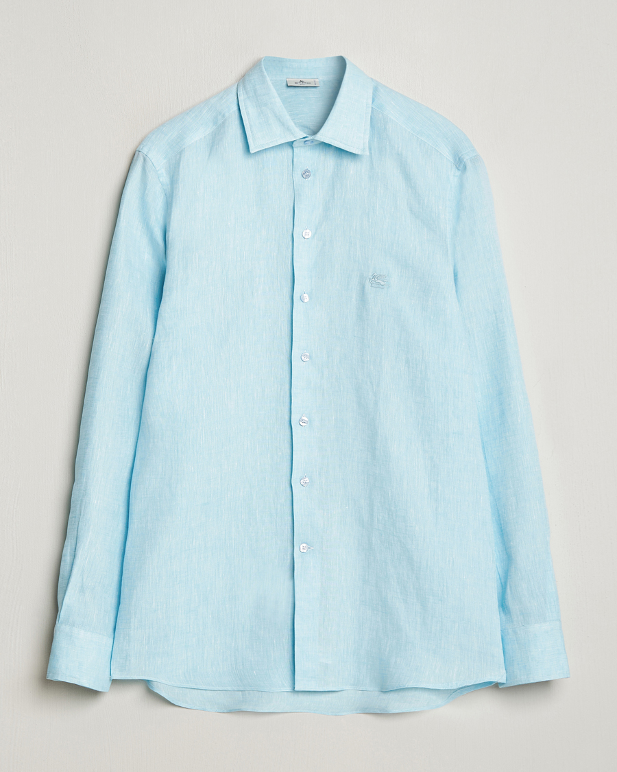 Men | Shirts | Etro | Slim Fit Linen Shirt Light Blue