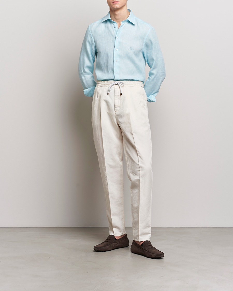 Men | Shirts | Etro | Slim Fit Linen Shirt Light Blue