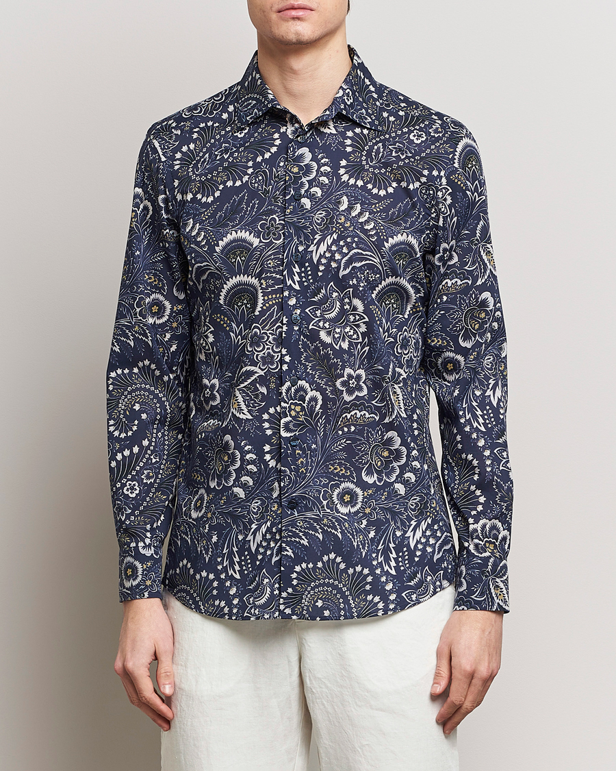 Men |  | Etro | Slim Fit Floral Print Shirt Navy