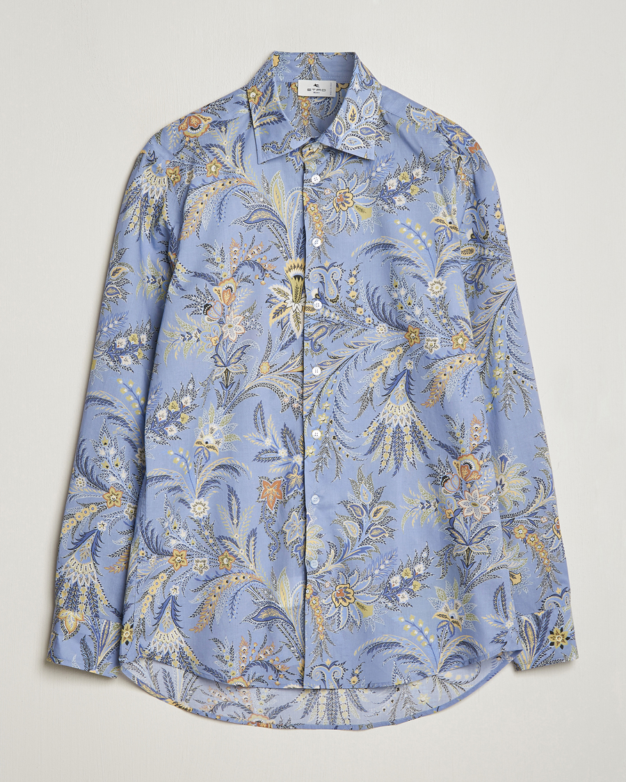 Men | Shirts | Etro | Slim Fit Floral Print Shirt Azzurro