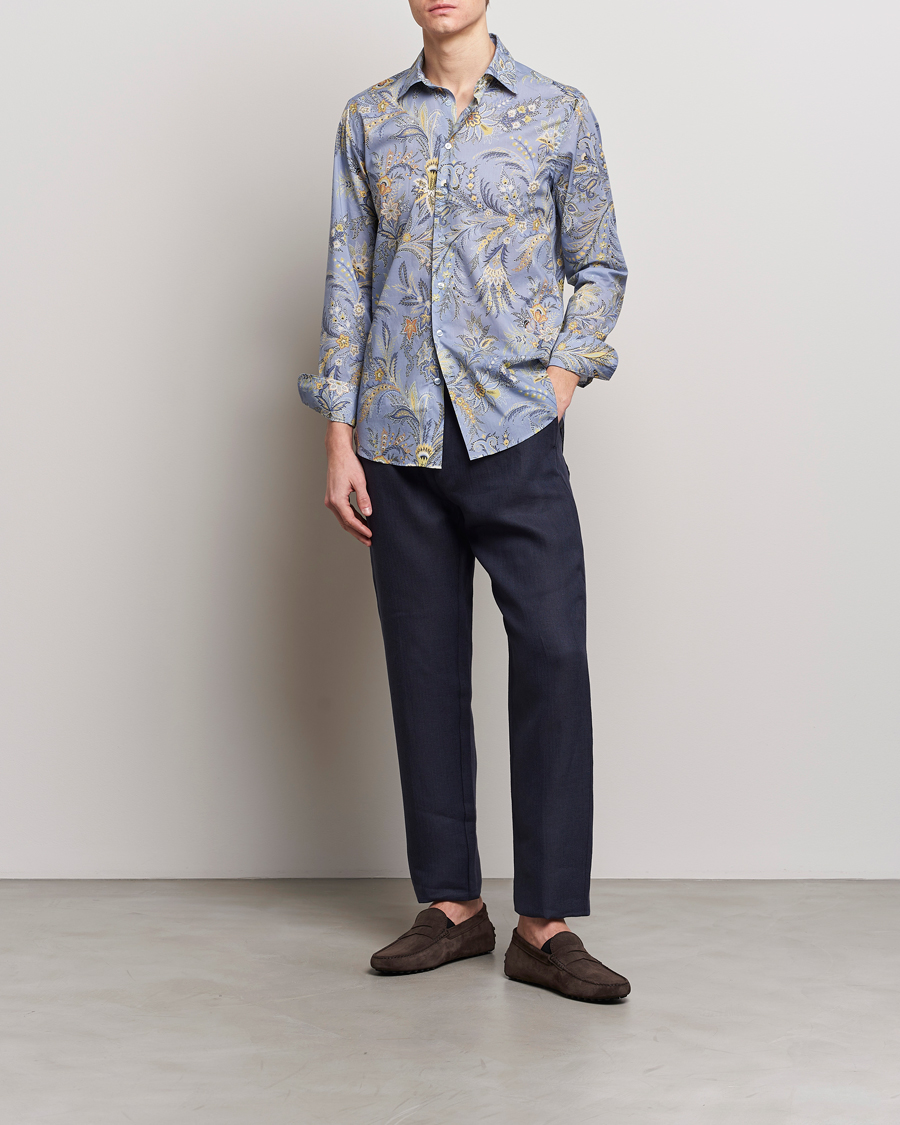 Men | Shirts | Etro | Slim Fit Floral Print Shirt Azzurro