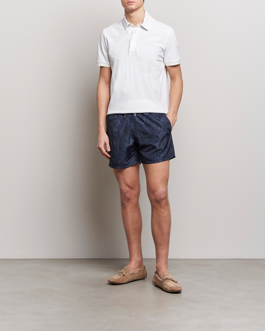 Men | Polo Shirts | Etro | Contrast Paisley Polo White