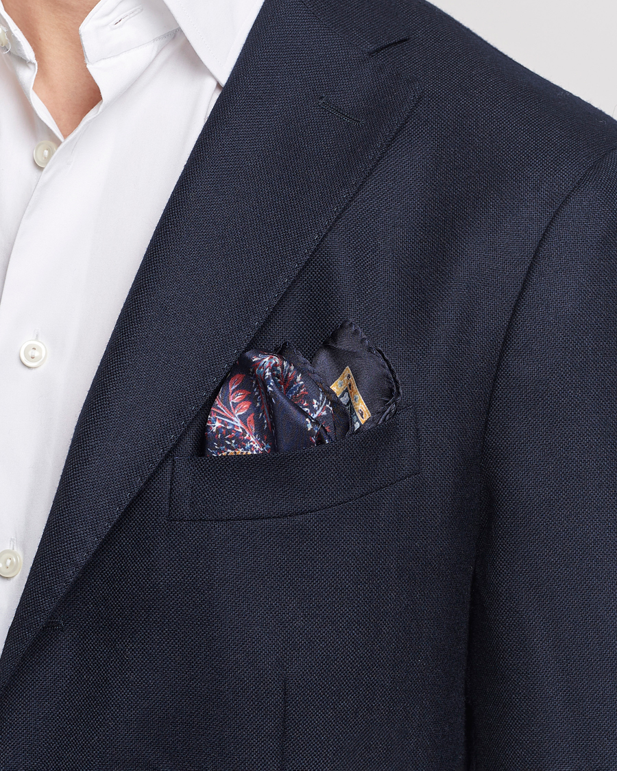 Men | Etro Printed Silk Pocket Square Navy | Etro | Printed Silk Pocket Square Navy
