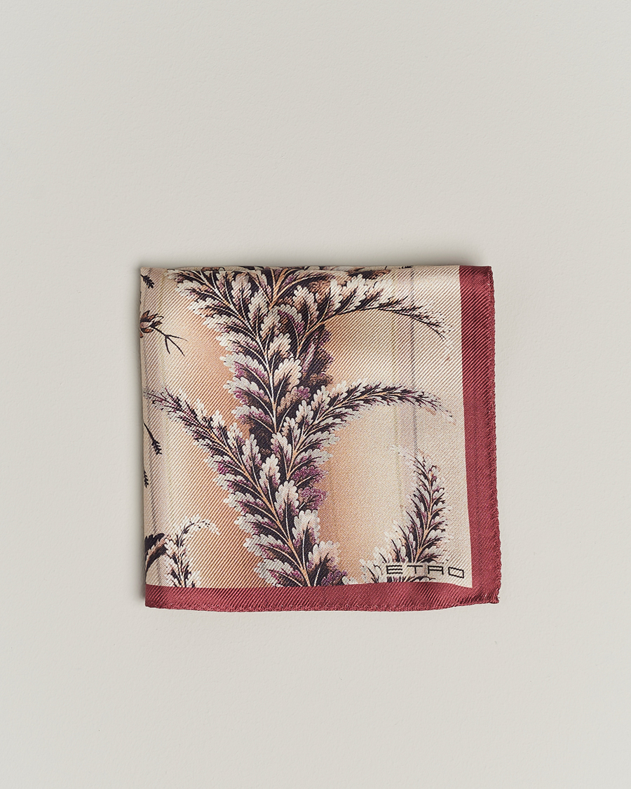 Men | Departments | Etro | Printed Silk Pocket Square Beige/Burgundy