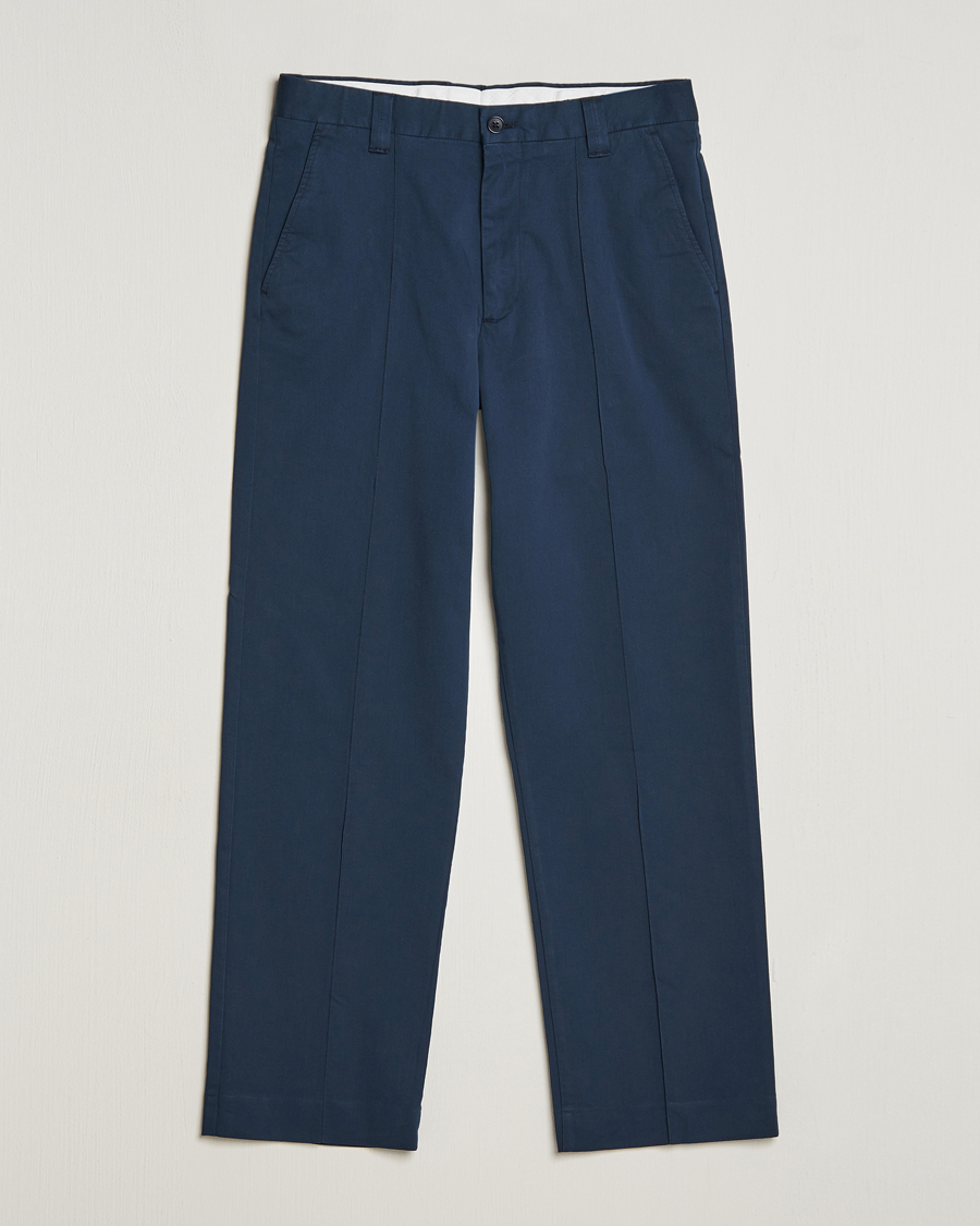 NN07 Tauber Pleated Trousers Navy Blue at CareOfCarl.com