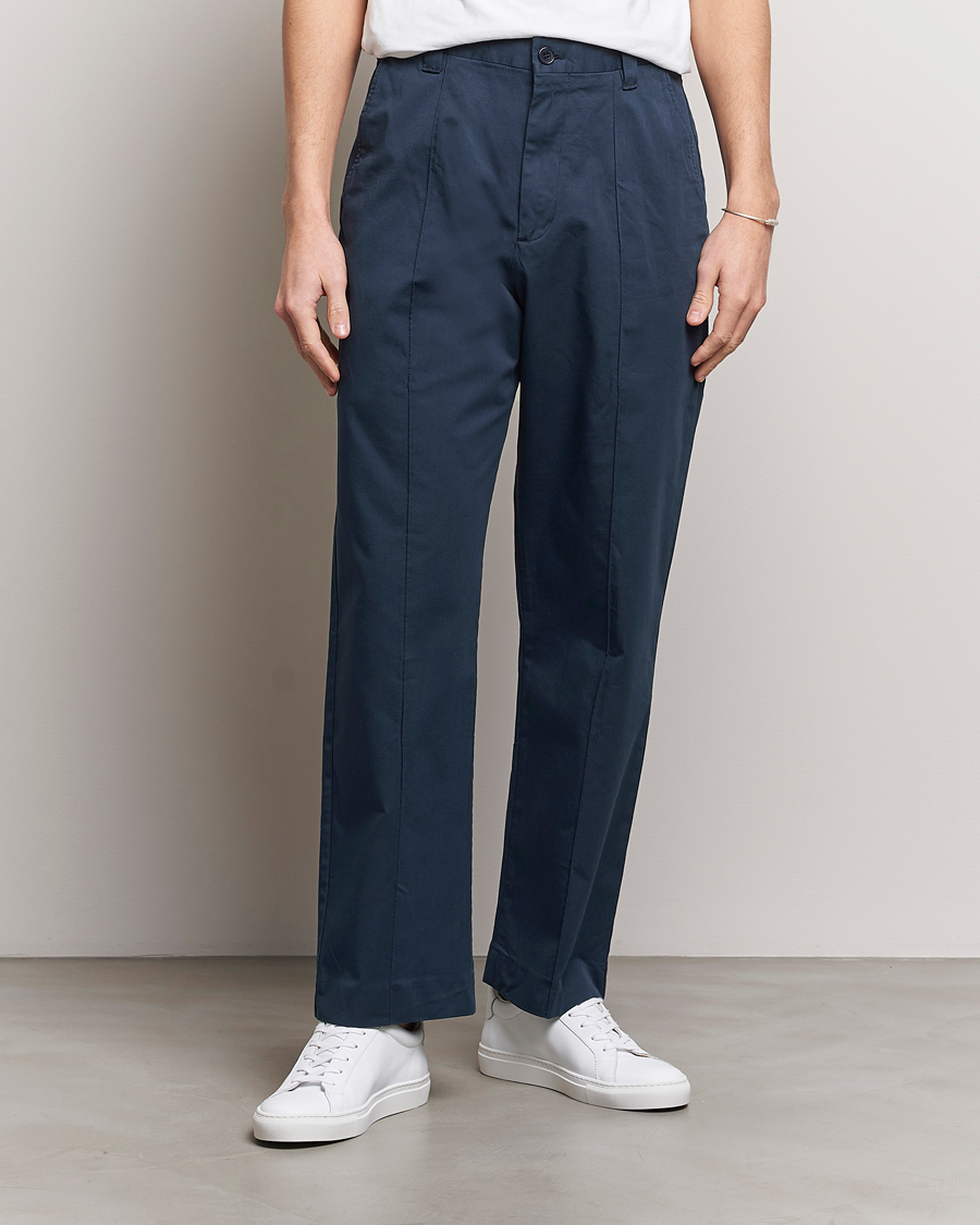 Mies | Vaatteet | NN07 | Tauber Pleated Trousers Navy Blue