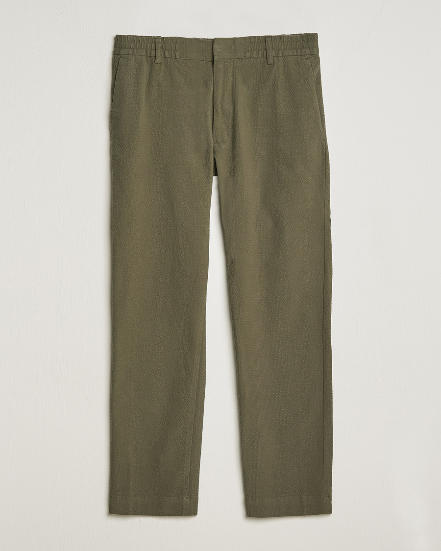 Men | Trousers | NN07 | Billie Seersucker Drawstring Trousers Capers Green