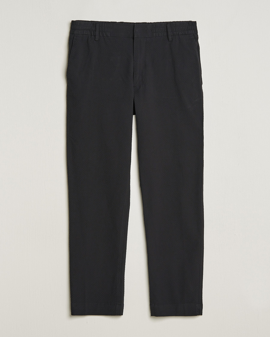 Men | Trousers | NN07 | Billie Seersucker Drawstring Trousers Black