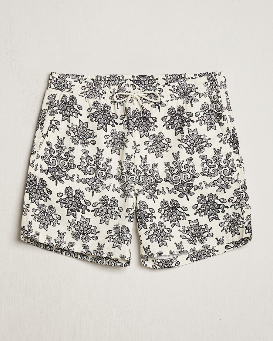 Men | Shorts | NN07 | Gregor Printed Drawstring Shorts Off White/Black