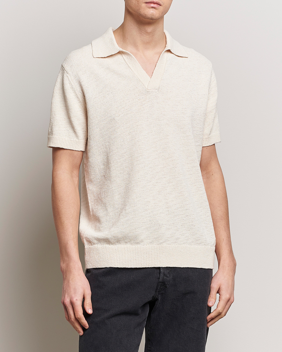Men | Polo Shirts | NN07 | Ryan Open Collar Knitted Polo Off White