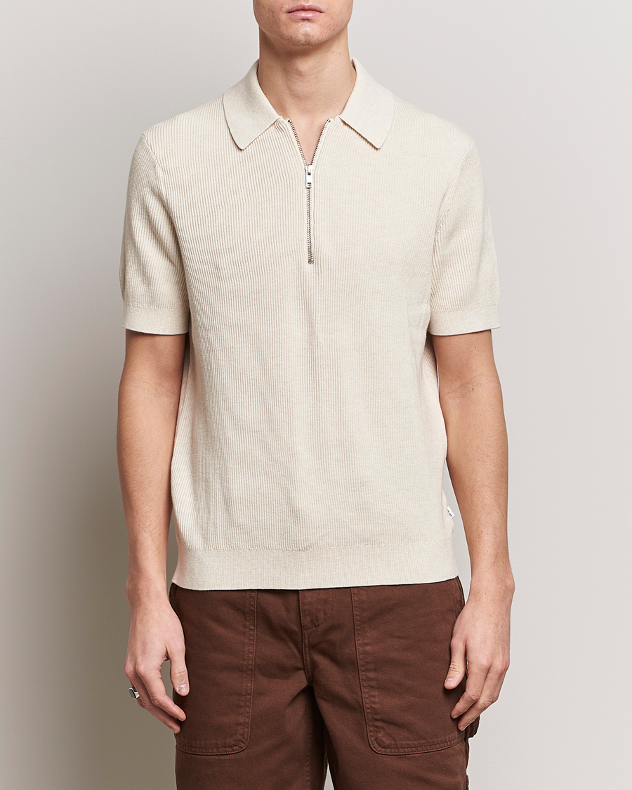 Men | Short Sleeve Polo Shirts | NN07 | Hansie Zip Polo Ecru