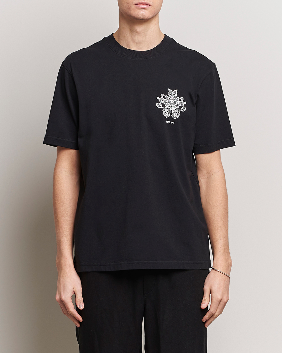 Men | T-Shirts | NN07 | Adam Printed Crew Neck T-Shirt Black